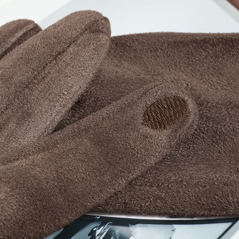Guantes de gamuza con forro polar cálido de color liso para mujer - image 5