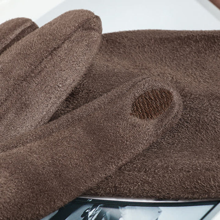 Guantes de gamuza con forro polar cálido de color liso para mujer - image 5