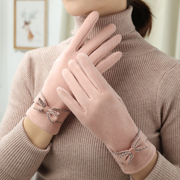 Guantes con lazo y dedos completos para mujer - Rosa - image 16