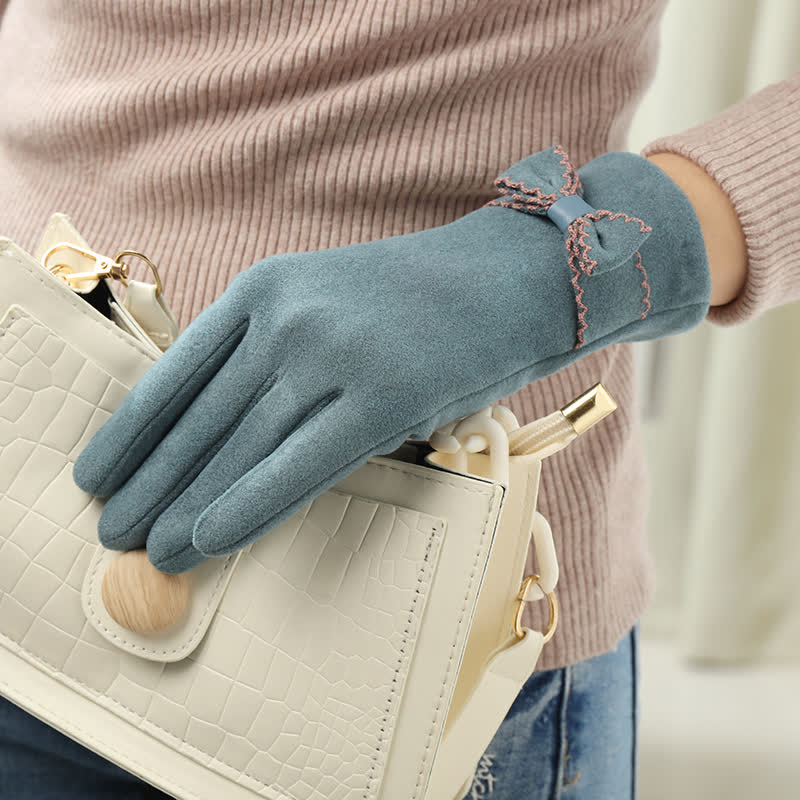 Guantes con lazo y dedos completos para mujer - image 12