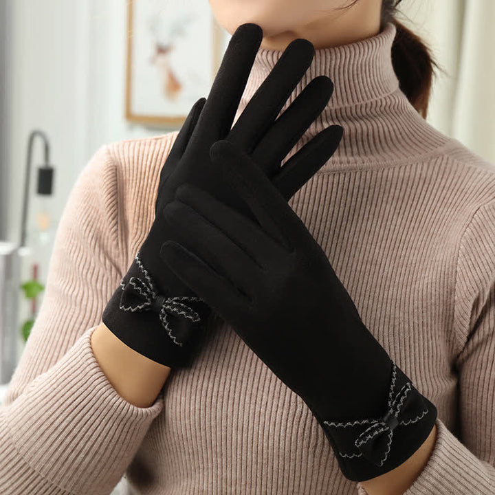 Guantes con lazo y dedos completos para mujer - Negro - image 8