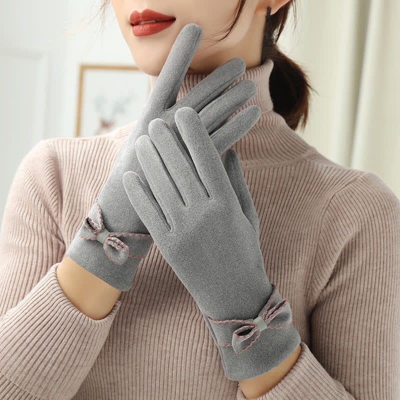 Guantes con lazo y dedos completos para mujer - Gris - image 13