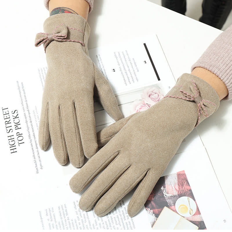 Guantes con lazo y dedos completos para mujer - image 1