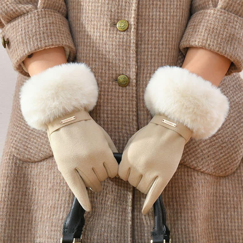 Guantes de felpa mullidos y cálidos para pantalla táctil para mujer - image 1