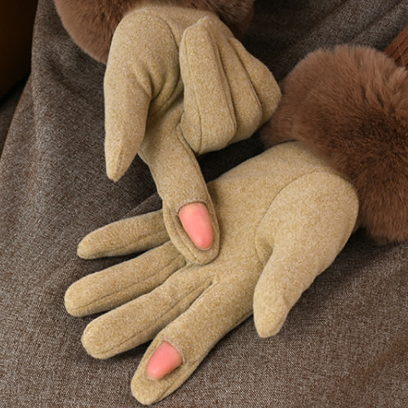 Guantes de felpa mullidos y cálidos para pantalla táctil para mujer - image 4