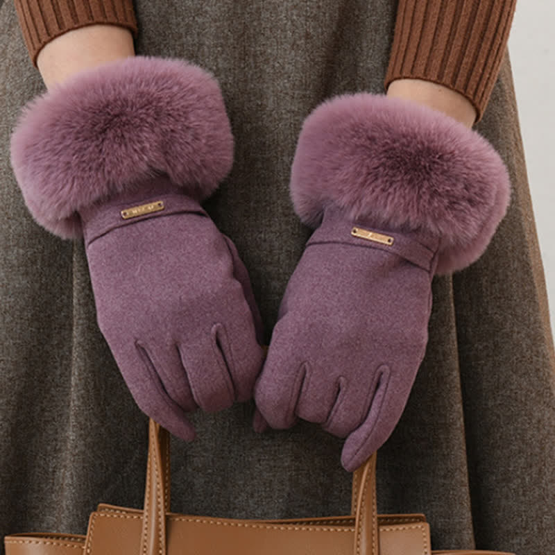 Guantes de felpa mullidos y cálidos para pantalla táctil para mujer - image 6