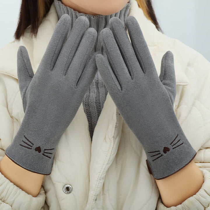 Guantes táctiles con bordado de gato para mujer - image 4