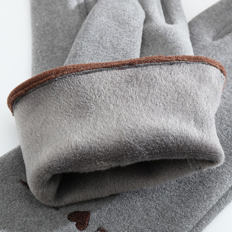 Guantes táctiles con bordado de gato para mujer - image 8