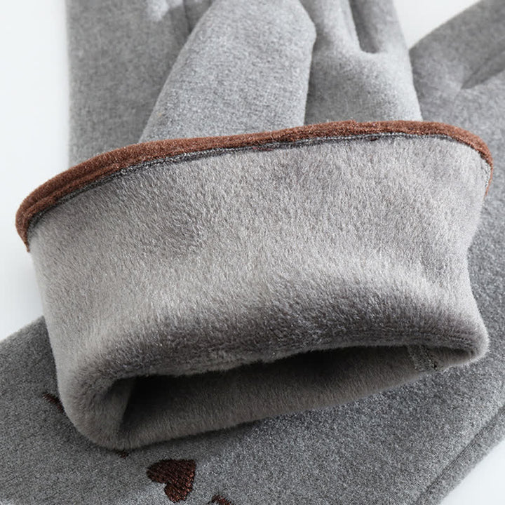 Guantes táctiles con bordado de gato para mujer - image 8