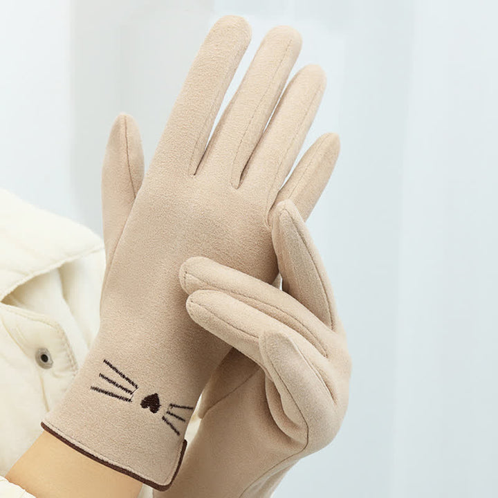 Guantes táctiles con bordado de gato para mujer - image 13