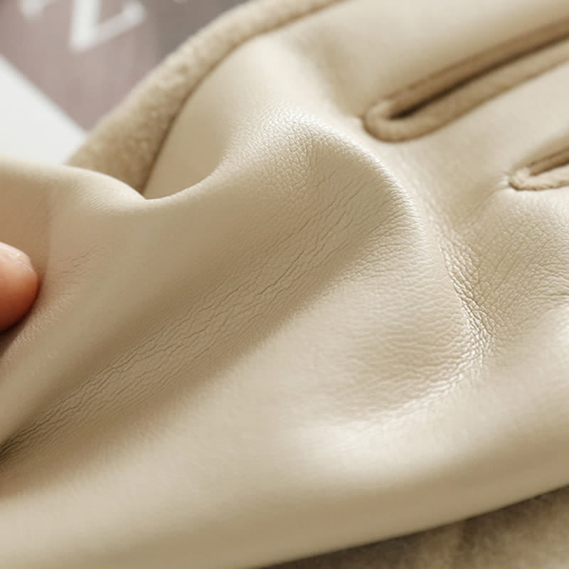 Guantes elegantes de piel sintética con hebilla de metal para invierno para mujer - image 7