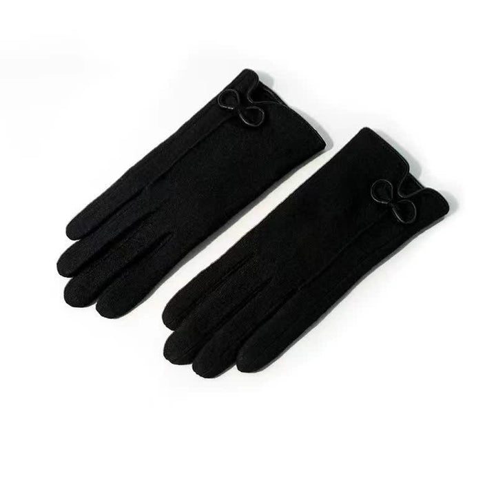 Guantes para mujer con diseño de corazón y lazo pequeño - Negro - image 7