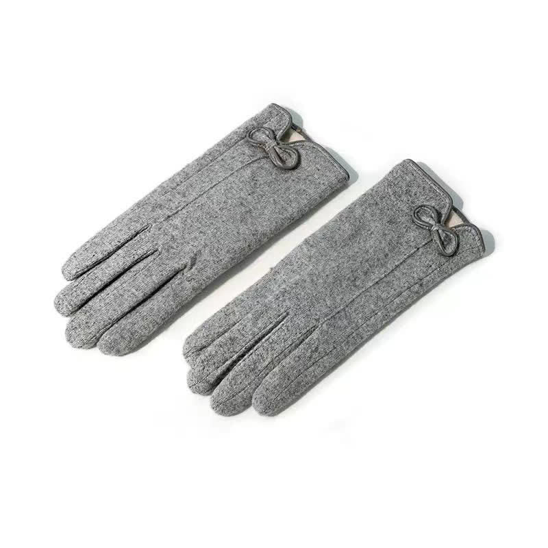 Guantes para mujer con diseño de corazón y lazo pequeño - Gris - image 5