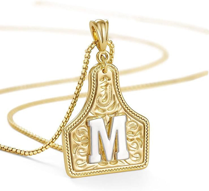 Collar con colgante de letra dorada en relieve de moda - M - image 15