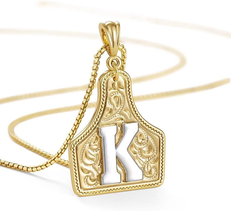 Collar con colgante de letra dorada en relieve de moda - K - image 13