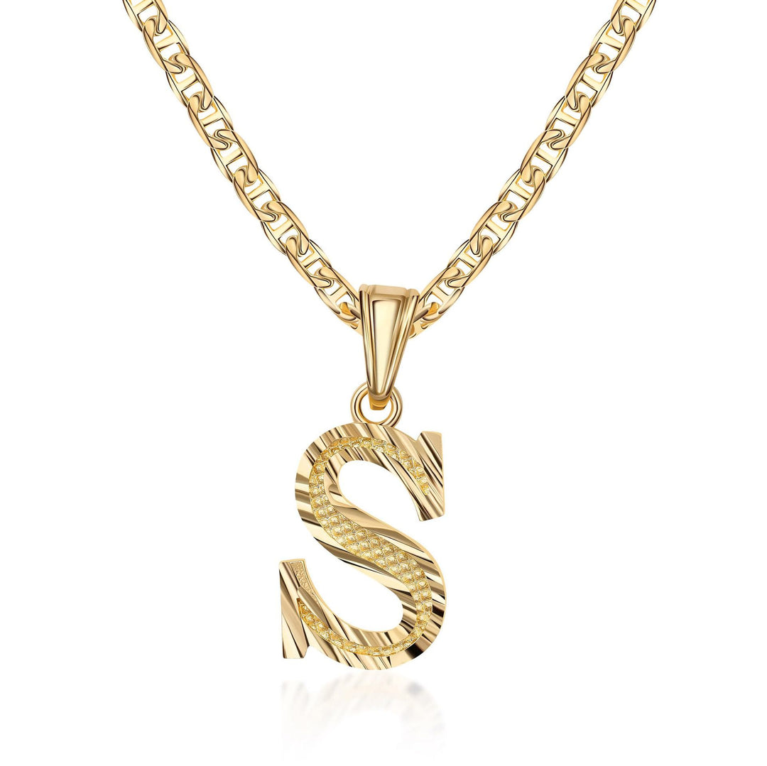 Collar con colgante de letra dorada, sencillo y noble - S - image 0