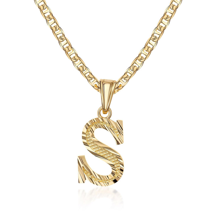 Collar con colgante de letra dorada, sencillo y noble - S - image 0