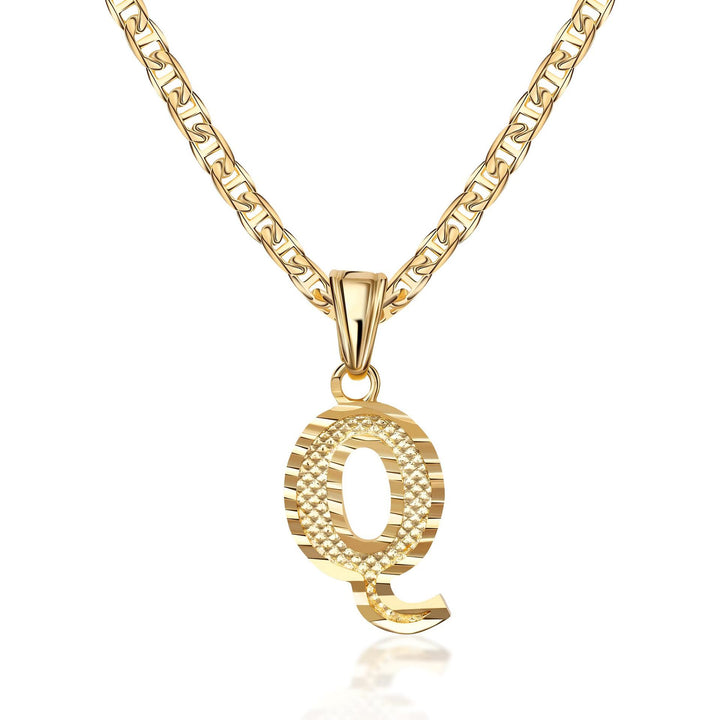 Collar con colgante de letra dorada, sencillo y noble - Q - image 18