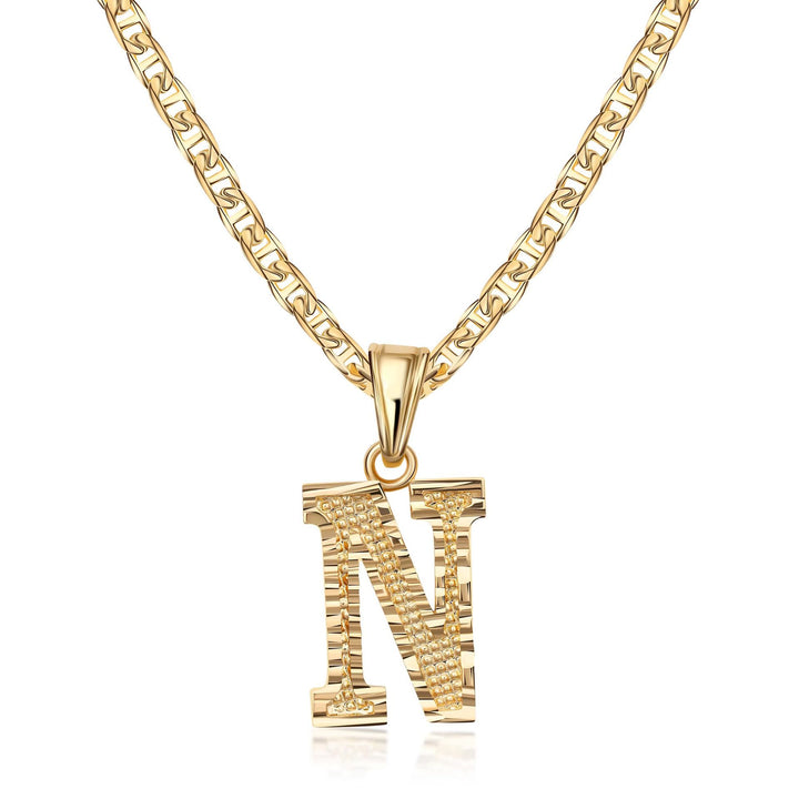 Collar con colgante de letra dorada, sencillo y noble - N - image 15