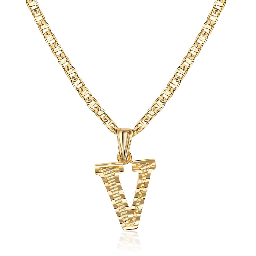 Collar con colgante de letra dorada, sencillo y noble - V - image 22