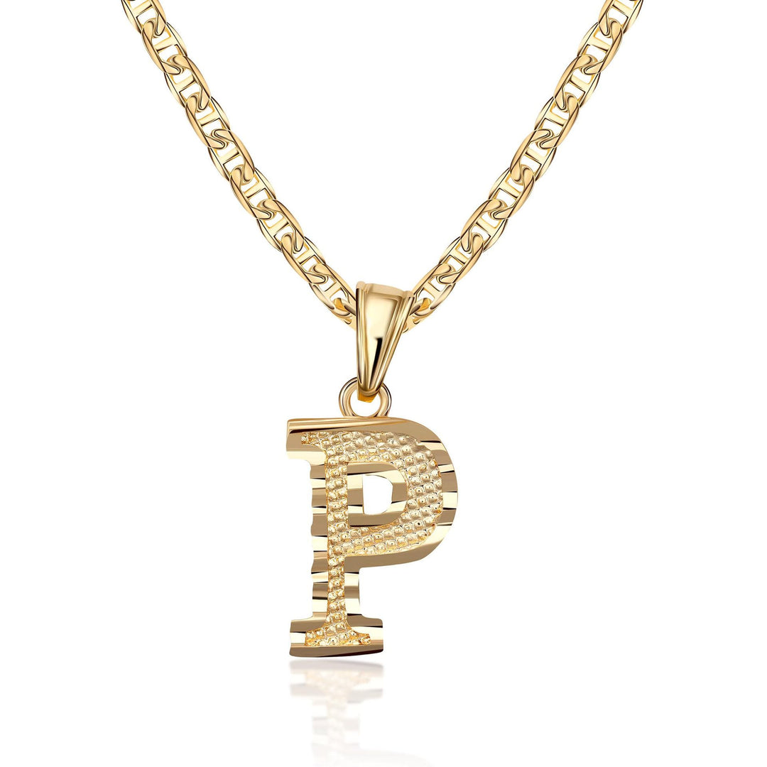 Collar con colgante de letra dorada, sencillo y noble - P - image 17