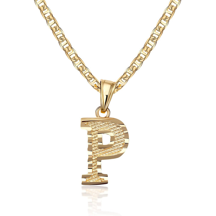 Collar con colgante de letra dorada, sencillo y noble - P - image 17