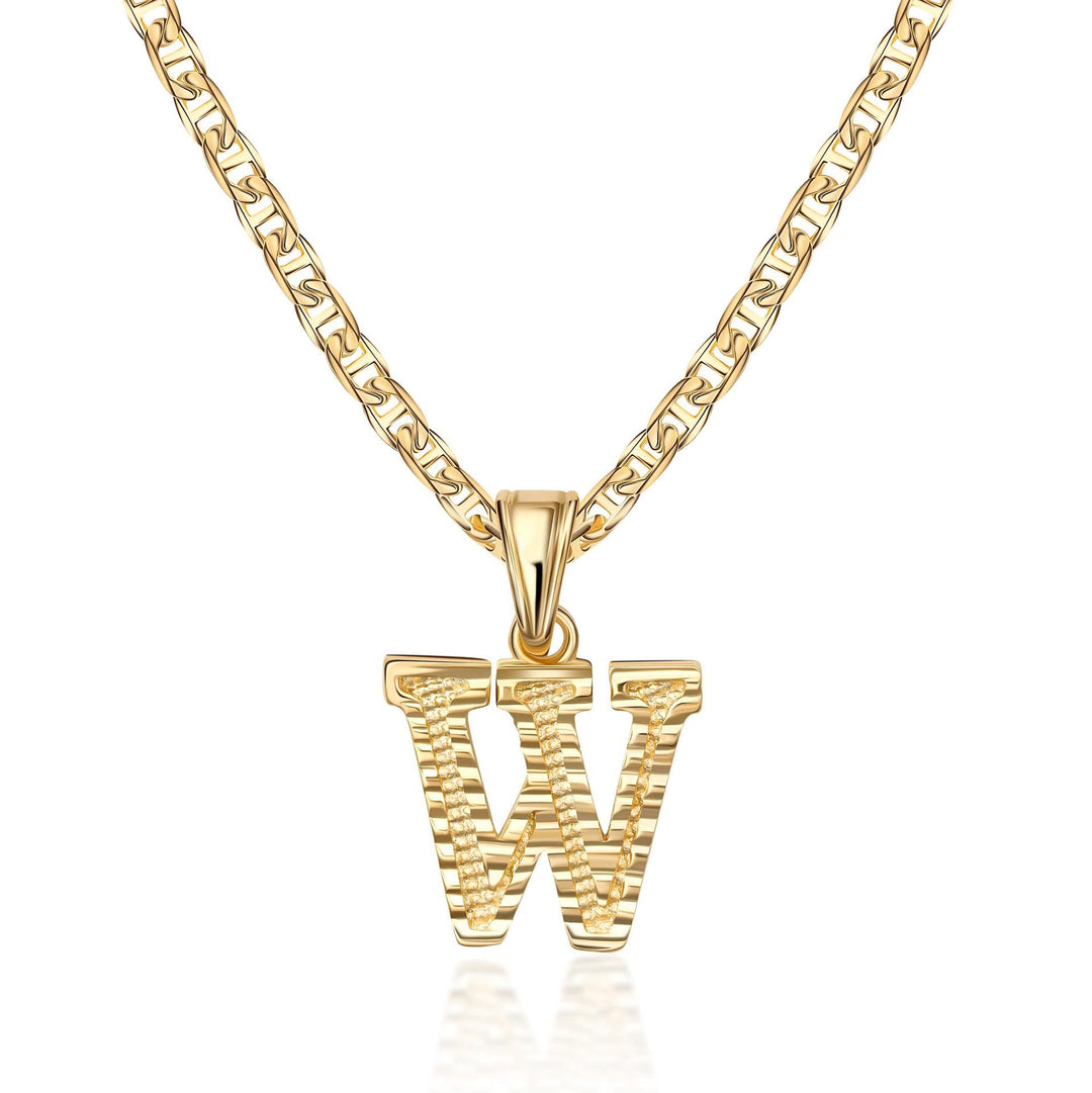 Collar con colgante de letra dorada, sencillo y noble - W - image 23