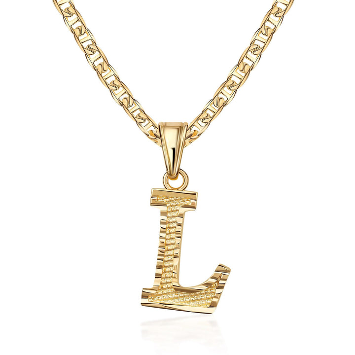Collar con colgante de letra dorada, sencillo y noble - L - image 13
