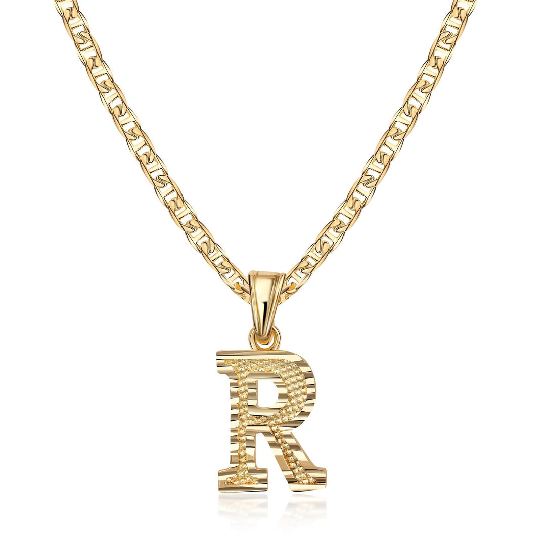 Collar con colgante de letra dorada, sencillo y noble - R - image 19