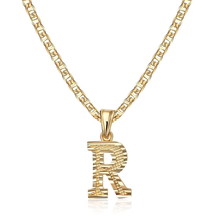 Collar con colgante de letra dorada, sencillo y noble - R - image 19