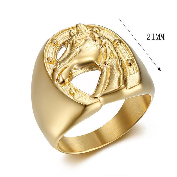 Anillo de estilo occidental con cabeza de caballo dorada personalizada - image 3
