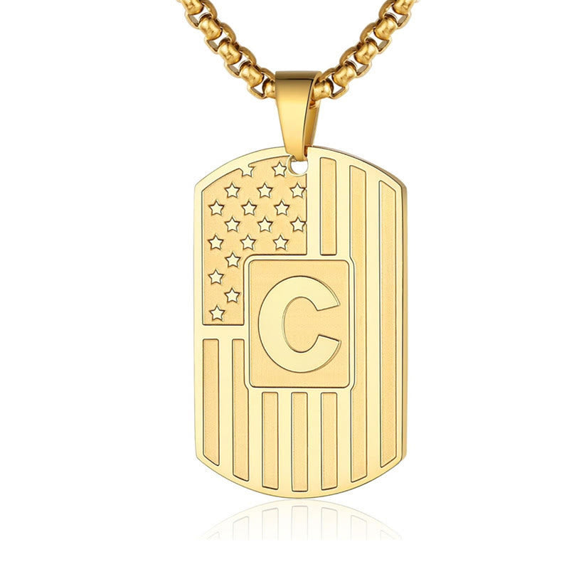 Collar con placa de identificación personalizada con la bandera estadounidense - image 5