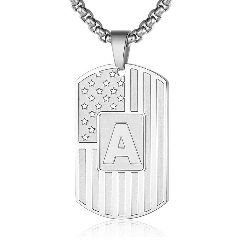 Collar con placa de identificación personalizada con la bandera estadounidense - image 1