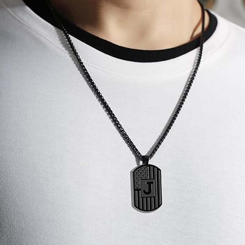 Collar con placa de identificación personalizada con la bandera estadounidense - image 1