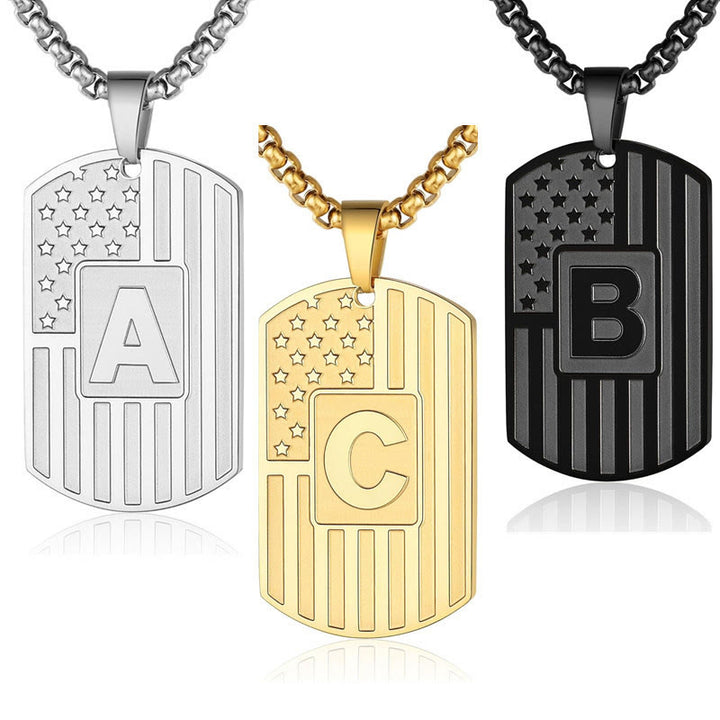 Collar con placa de identificación personalizada con la bandera estadounidense - image 0