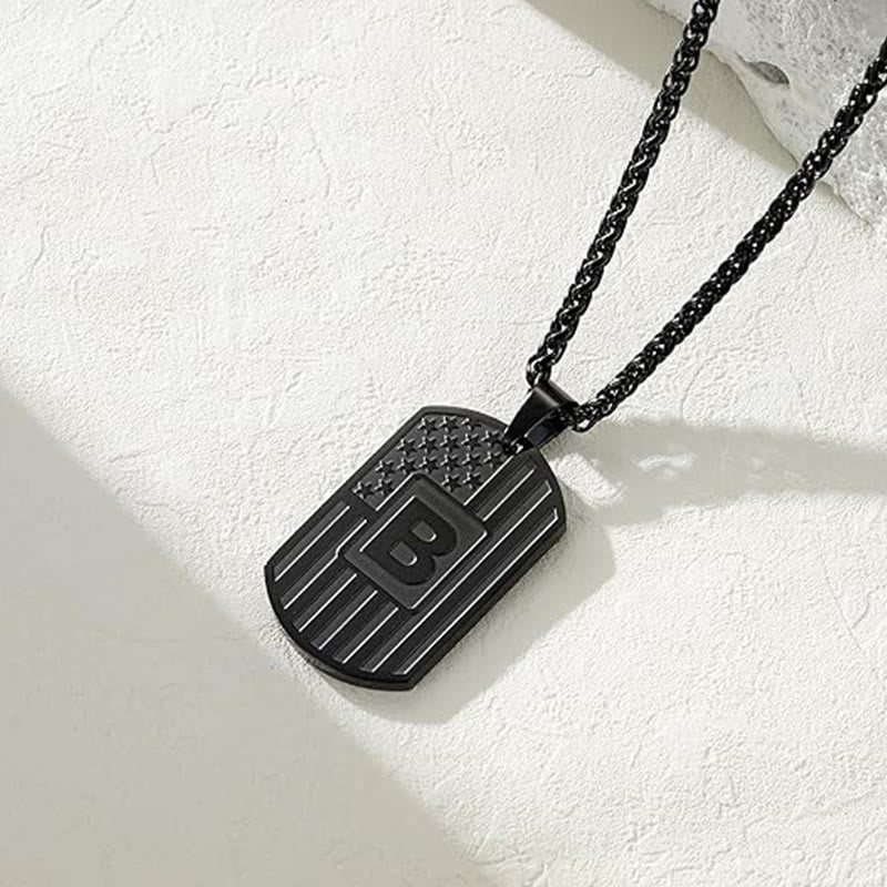 Collar con placa de identificación personalizada con la bandera estadounidense - image 2