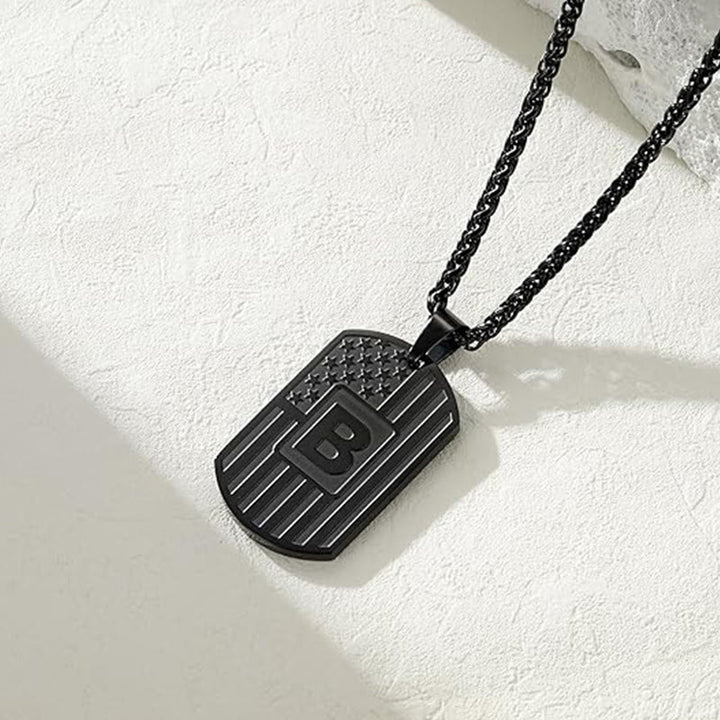 Collar con placa de identificación personalizada con la bandera estadounidense - image 2
