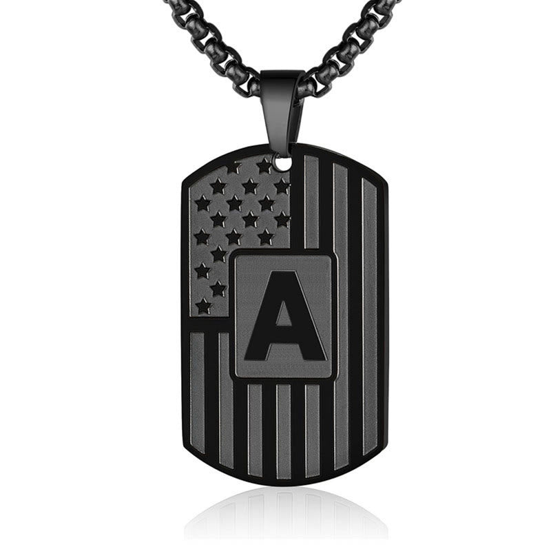 Collar con placa de identificación personalizada con la bandera estadounidense - image 4