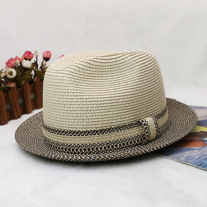 Sombrero de vaquero tejido para hombre con diseño de bloques de color - image 5