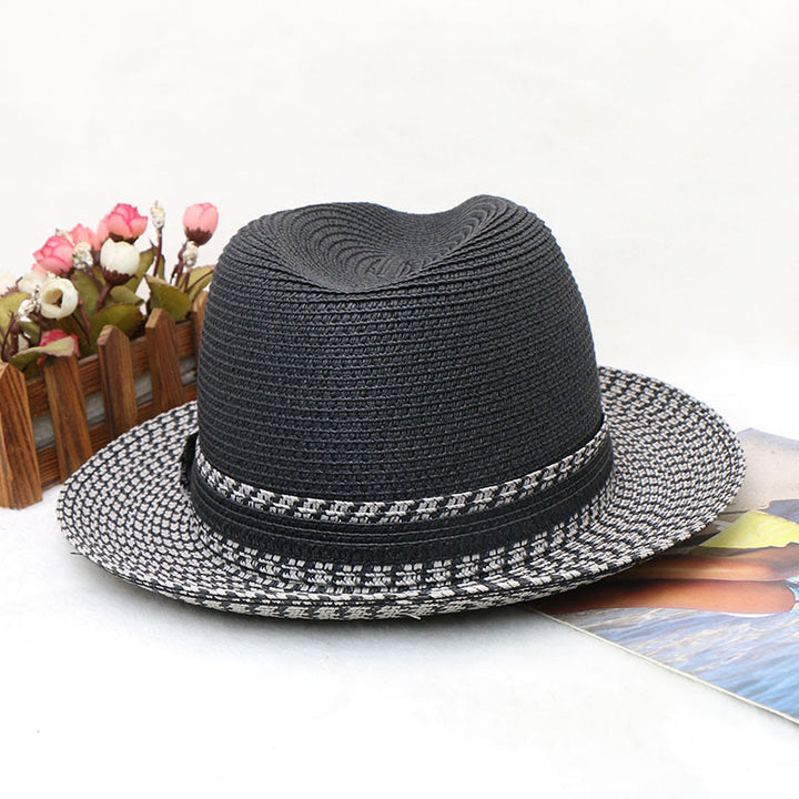 Sombrero de vaquero tejido para hombre con diseño de bloques de color - image 3