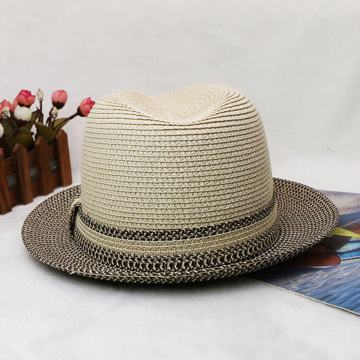 Sombrero de vaquero tejido para hombre con diseño de bloques de color - image 7