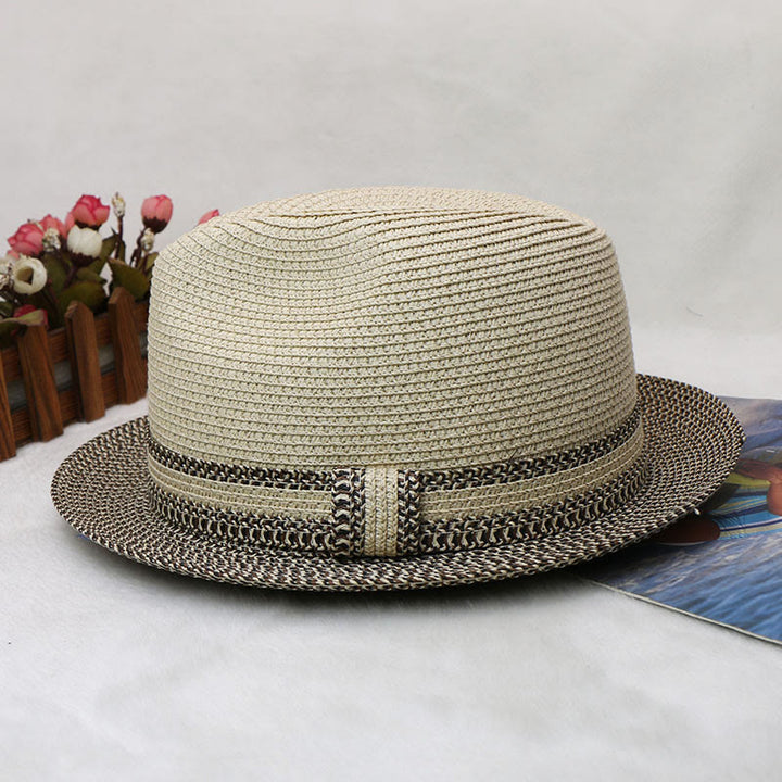 Sombrero de vaquero tejido para hombre con diseño de bloques de color - image 6