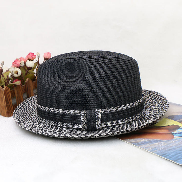 Sombrero de vaquero tejido para hombre con diseño de bloques de color - image 2