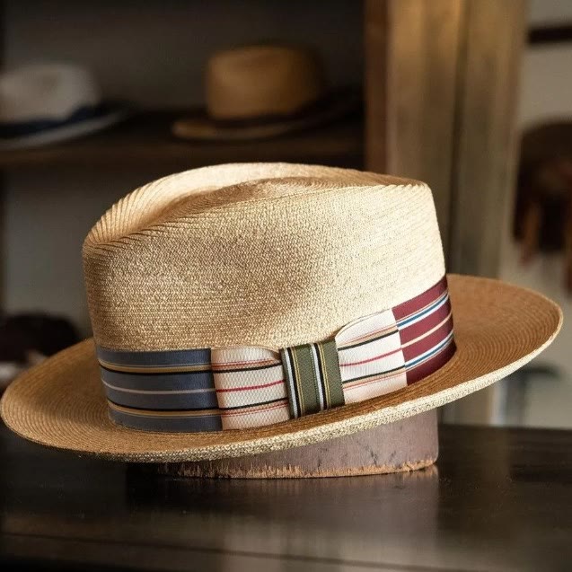 Sombrero de vaquero tejido con lazo y banda de rayas de colores para hombre - image 0