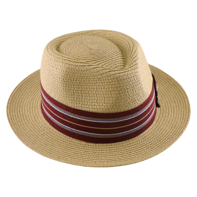 Sombrero de vaquero tejido con lazo y banda de rayas de colores para hombre - image 11