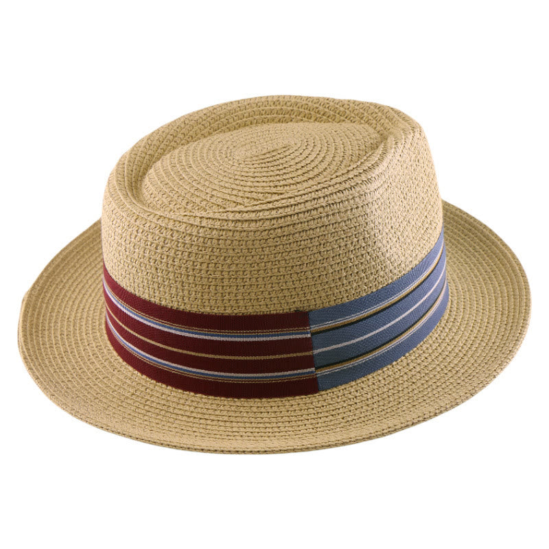 Sombrero de vaquero tejido con lazo y banda de rayas de colores para hombre - image 5