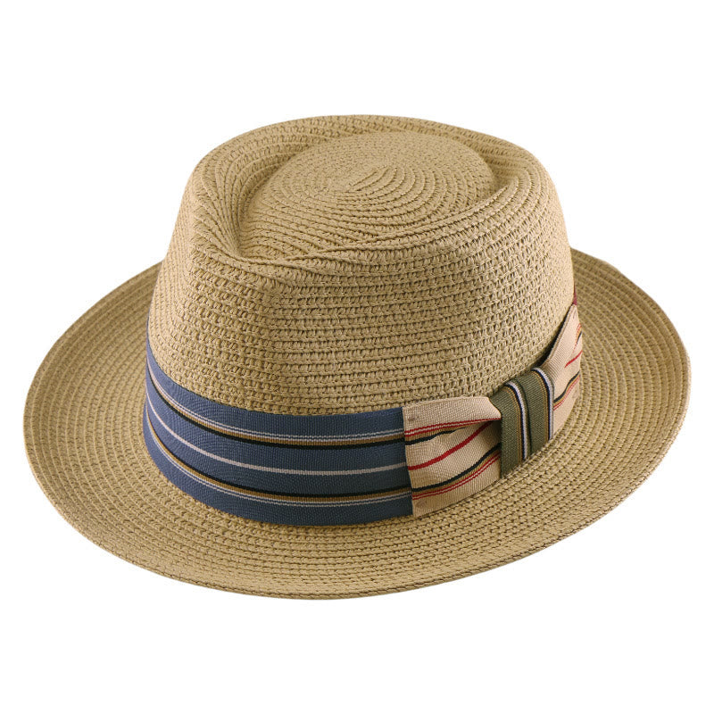 Sombrero de vaquero tejido con lazo y banda de rayas de colores para hombre - image 4