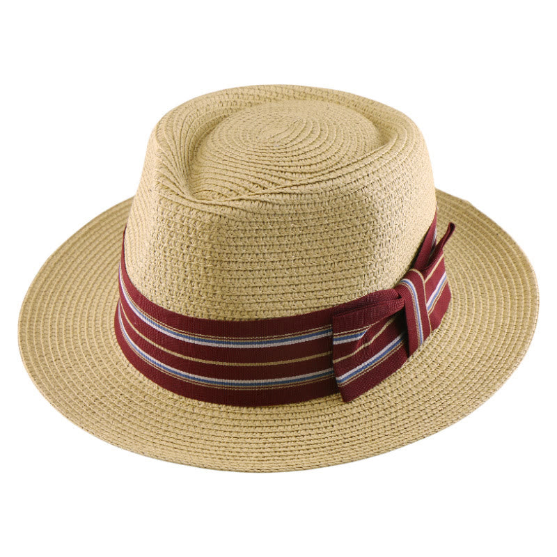 Sombrero de vaquero tejido con lazo y banda de rayas de colores para hombre - image 10