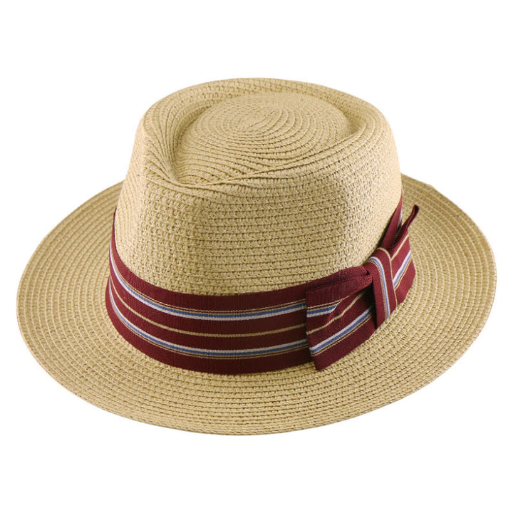 Sombrero de vaquero tejido con lazo y banda de rayas de colores para hombre - image 10
