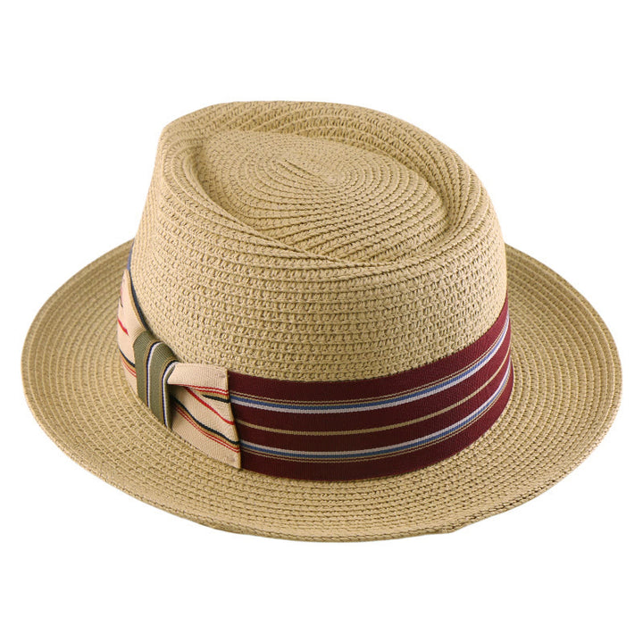 Sombrero de vaquero tejido con lazo y banda de rayas de colores para hombre - image 3